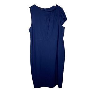 Eloquii Navy Blue Sleeveless Twisted Shoulder Workwear Sheath Dress Size 22